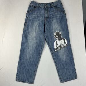 Vintage Makaveli Jeans Men's Size 36 Baggy Y2K Denim Wide Leg Tupac Skater VTG
